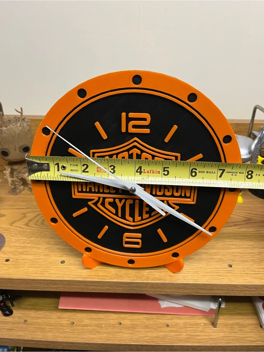 Harley-Davidson Orange and Black Shield Clock